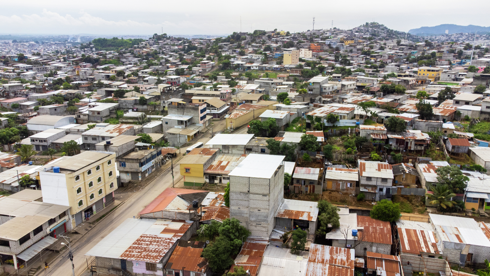 Areal picture of "the zone" in Guayaquil, areas most heavily affected by increased violence.